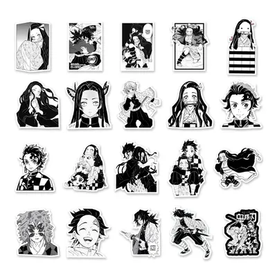 Наклейки черно-белые аниме «рассекающий демонов», 10/50 шт | AliExpress