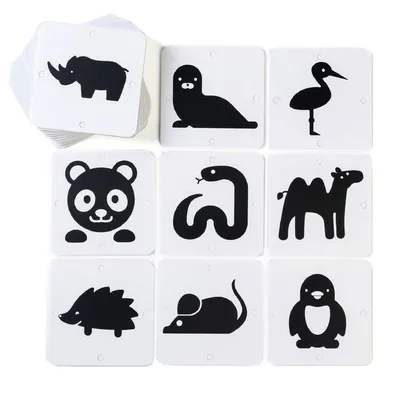 Черно-белые картинки для новорожденных \"Животные\" купить в интернет  магазине Nappystore в Благовещенске
