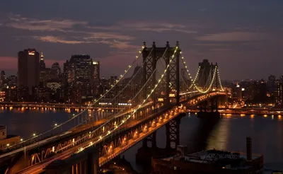 Обои New York City Города Нью-Йорк (США), обои для рабочего стола,  фотографии new, york, city, города, нью, йорк, сша, nyc, мост, ночной, город  Обои для рабочего стола, скачать обои картинки заставки на