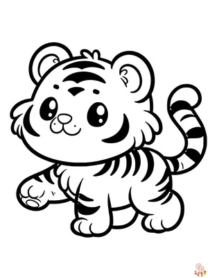 Раскраска Тигры, Тигрята, Коты на Новый год 2022 | Раскраски, Раскраска для  детей, Детские раскраски