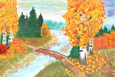 Как нарисовать осень гуашью. Красивый осенний пейзаж - YouTube