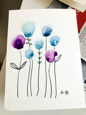 Рисунки акварелью для срисовки легкие и красивые цветы (21 шт)