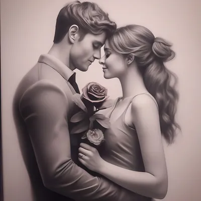 Рисунок карандашом любовь роза пара» — создано в Шедевруме