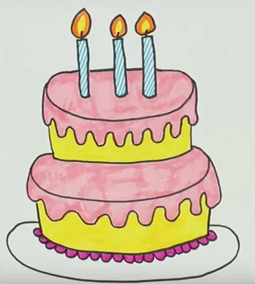 Как нарисовать торт карандашом поэтапно? Легкая инструкция для детей по  созданию рисунка красивого праздничного на день рождения торта