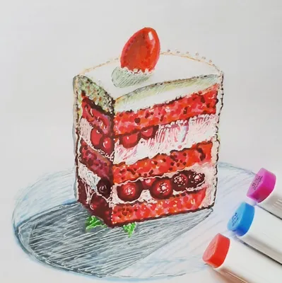 Как нарисовать и раскрасить торт. Рисуем милый кавайный тортик. Рисунки для  срисовки. Рисунок раскраска | LikeTV Поделки своими руками | Дзен