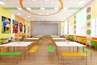 Дизайн интерьера школьной столовой (60 школа) - Студия Decorator