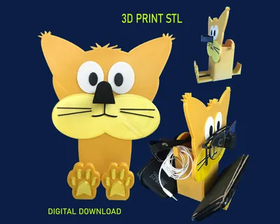 Файл STL Многофункциональный канцелярский органайзер для кошки на столе -  подставка для телефона - держатель для очков - вешалка для ключей -  держатель для ручек 🏢・Дизайн 3D принтера для загрузки・Cults
