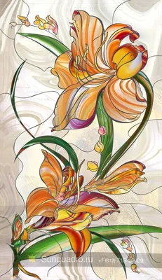 Изображение для витража. Лилии | Краска по стеклу, Цветочное искусство,  Рисунки цветов