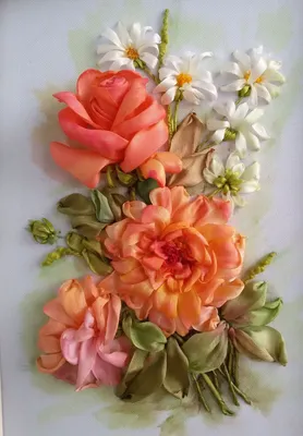 Вышивка лентами Розы и ромашки – купить в интернет-магазине HobbyPortal.ru  с доставкой