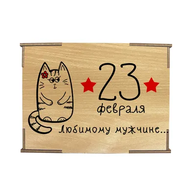 Коробка №1 \"23 февраля с днём защитника отечества Кот в шапке\" 2 , бук