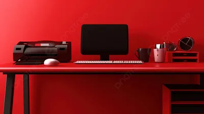 3d иллюстрация красного компьютера на баннере офисного стола, монитор,  персональный компьютер, компьютерный монитор фон картинки и Фото для  бесплатной загрузки