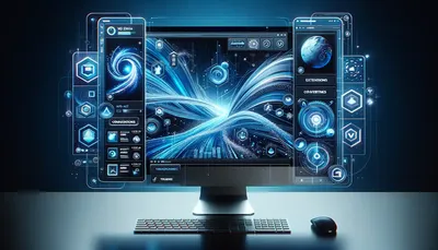 компьютер и монитор сидят на темном фоне, картинка рабочего стола  компьютера, рабочий стол, компьютер фон картинки и Фото для бесплатной  загрузки