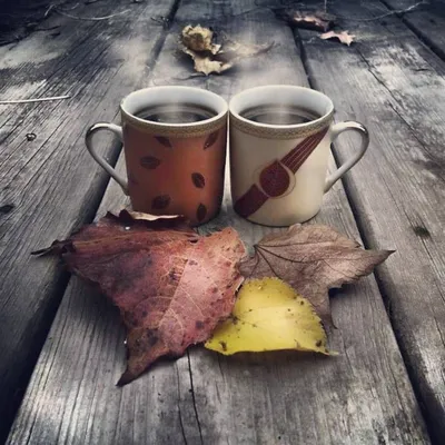 Картинка - Осень, книга, кофе, желтые листья (С добрым утром сентября)  скачать