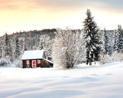 Фотографии домик зимой Зима Природа Времена года