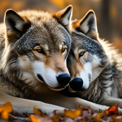 Два волка целуются две морды волка…» — создано в Шедевруме