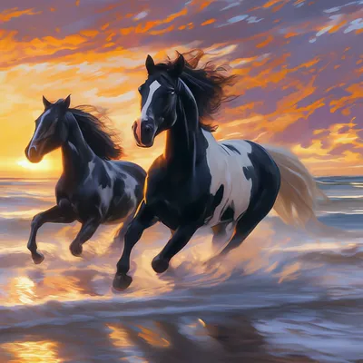 Купить картину по номерам 40х50 GX22178 «Две лошади» на ColorNumbers.RU