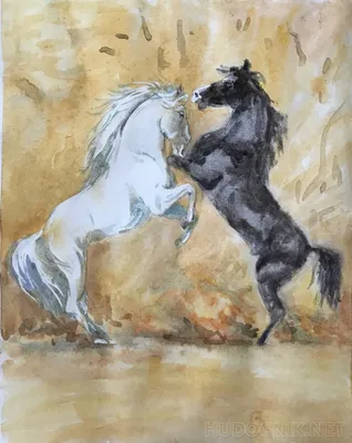 Две лошади. Одна белая другая чё…» — создано в Шедевруме