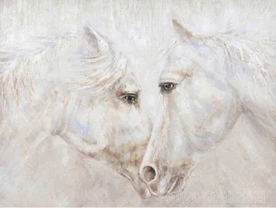 Картина \"Две белые лошади скачут по степи\" | Интернет-магазин картин  \"АртФактор\"