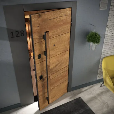 Входная дверь в квартиру в современном дизайне с вертикальной ручкой  INTOUCH. М-18 — доставка, монтаж