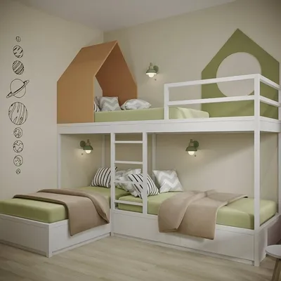 Дизайн детской комнаты с двухъярусной кроватью