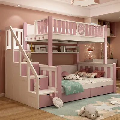 Двухъярусная кровать \"Монтана\" PINK | Дизайнерская детская мебель из  массива дерева