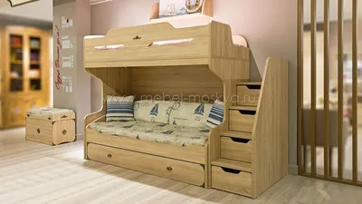 Двухъярусная кровать Атлантида Дуб Ривьера ATLANTIDA-KD-01-Dr – купить в  интернет-магазине Мебель-Москва