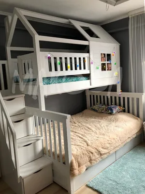 Двухъярусная кровать-домик Долли (массив) купить в интернет-магазине  Магсэйл - 68400 руб.