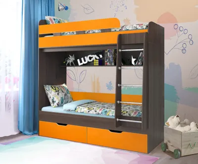 Детская двухъярусная кровать-домик с лестницей комодом из березы - купить в  интернет магазине Кроваткинбург