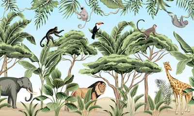 Животные джунглей иллюстрация штока. иллюстрации насчитывающей лемур -  42258032
