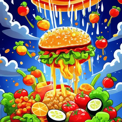 Милый Вкусный Чизбургер Растаял Концепция Мультяшной Еды Изолированная  Иллюстрация Плоский Векторное изображение ©nawazwazwaz 599748116