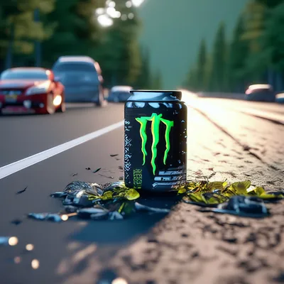 Зеленая заставка Monster Energy на черном фоне - обои на рабочий стол