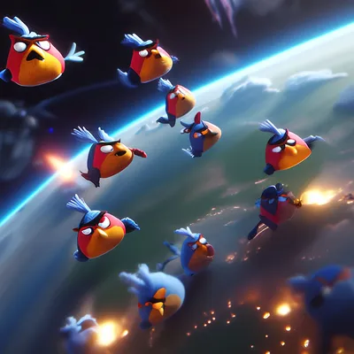 Angry birds , реалистично в космосе …» — создано в Шедевруме