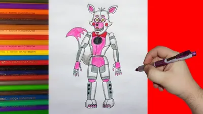 How to draw Funtime Foxy, FNaF, Как нарисовать фантайм Фокси, ФНаФ - YouTube