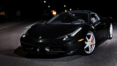 Обои для рабочего стола Ferrari 458 Italia черных авто 1920x1080