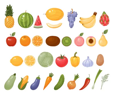 Композиция из разных фруктов и овощей на белом фоне :: Стоковая фотография  :: Pixel-Shot Studio
