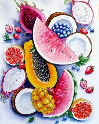 Нарисованные фрукты - 75 фото