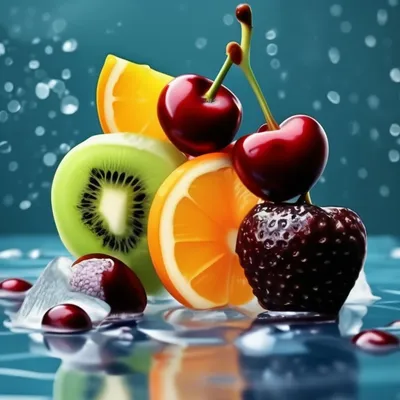 свежие фрукты. кусочки свежих фруктов на льду. Стоковое Фото - изображение  насчитывающей смородина, красно: 218916512
