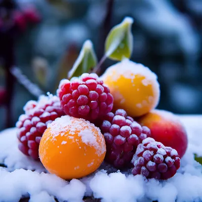 Фрукты и ягоды во льду - 62 фото