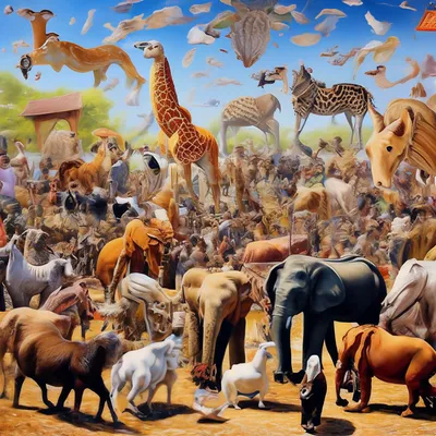 Много животных в одном месте» — создано в Шедевруме