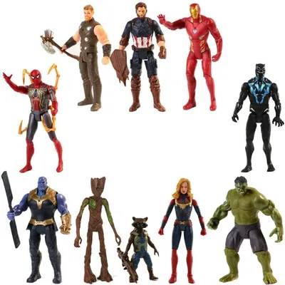 Мстители - набор из 10 фигурок героев Марвел с аксессуарами - купить с  доставкой по выгодным ценам в интернет-магазине OZON (220648773)