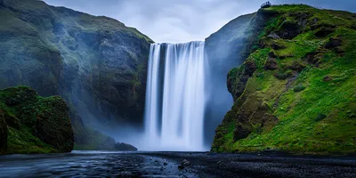 Картинки Исландия Skógafoss Горы Природа Водопады