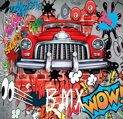 Фотообои яркая красная граффити машина артикул Dgr-020 купить в  Оренбург|;|9 | интернет-магазин ArtFresco
