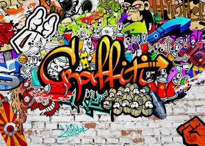 Моющиеся виниловые фотообои GrandPiK В стиле граффити. Graffiti на  кирпичной стене, 200х145 см - купить по выгодной цене в интернет-магазине  OZON (318712257)