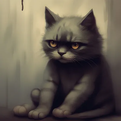 Иллюстрация Грустный кот в стиле персонажи | Illustrators.ru