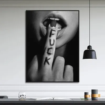 Картина Женский портрет Скандинавия Плакаты и принты Настенные  художественные картины для гостиной Диван Черно-белые губы Куадрос Холст –  лучшие товары в онлайн-магазине Джум Гик