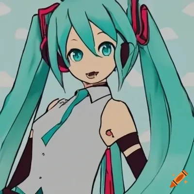 Cute hatsune miku anime style on Craiyon