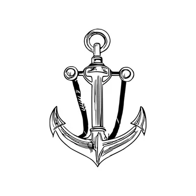Винтажный морской якорь ручной рисунок векторной линии якоря | Премиум  векторы