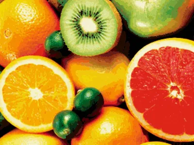 Яркие тропические фрукты. Оранжевый апельсин и зелёный киви Stock-Foto |  Adobe Stock