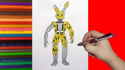 How to draw Ignited Springtrap, FNaF, Как нарисовать игнайт Спрингтрапа,  ФНаФ - YouTube