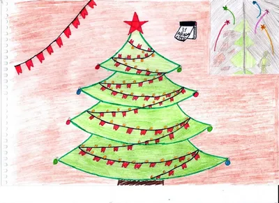 Рисунки новогодней елки для срисовки (74 фото)